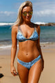 Blue Summer Printed Strappy Back Bikini Swimsuit