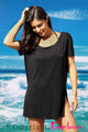 Black Cozy Short Sleeves T-shirt Cover-up