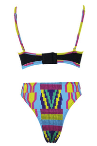 Stylish African Print Cut out High Waist Swimsuit