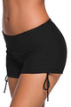 Black Adjustable Ties Swim Bottom Shorts