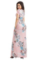 Pocket Design Short Sleeve Blush Floral Maxi Dress