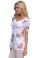 Strappy Neck Detail Light Floral Short Sleeve T-shirt