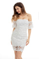 White Short Sleeve Off Shoulder Lace Bodycon Dress