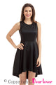 Black Pleated Hi-low Hem Sleeveless Skater Dress