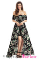 Black Vibrant Floral Romper Maxi Dress