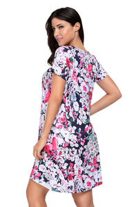 Vintage Pocket Design Summer Floral Shirt Dress
