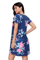 Navy Blue Pocket Design Summer Floral Shirt Dress