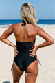 Maldives Resort Lace up Side Accent Open Back One-piece Swimsuit