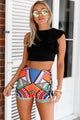 Multicolor Tribal Print Party High Waist Shorts