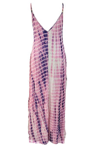 Pink Tie Dye Print Boho Pocketed Maxi Dress