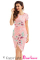 Chic Knot Side Wrapped Blush Floral Dress