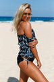 Rock Solid Off-The-Shoulder Tankini Swimsuit Black