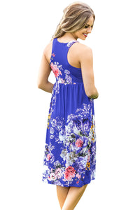 Fall in Love with Floral Print Boho Dress in Royal Blue