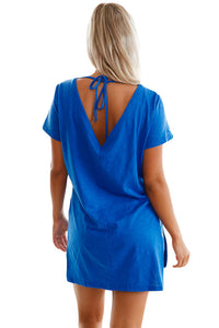 Dark Blue Cozy Short Sleeves T-shirt Cover-up