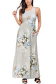 Taupe Floral Print Sleeveless Long Boho Dress