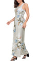 Taupe Floral Print Sleeveless Long Boho Dress