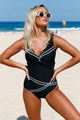 Girly Sailor Lace Up Back One Piece Bathing Suit