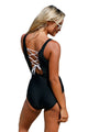 Girly Sailor Lace Up Back One Piece Bathing Suit