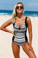 Knot Center Dots and Stripes Front Black Back Monokini