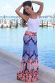 Orange Plant Printed Maxi Skirt