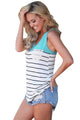 Stylish Striped Blue Block Racerback Tank Top