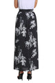 Black White Floral Maxi Skirt with Split
