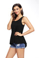 Cute Pleated Hemline Black Tank Top