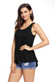 Cute Pleated Hemline Black Tank Top