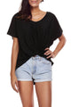 Black Draped Front Knot Top