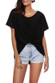 Black Draped Front Knot Top