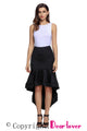 Black Ruffle Hemline Splice High Low Skirt