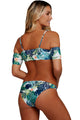 Tropical Print Spaghetti Straps Cold Shoulder Swimsuit
