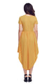 Yellow Short Sleeve High Low Pleated Casual Swing Dress