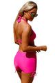 Rosy Wrap Push up Halter High Waist Shorts Swimsuit