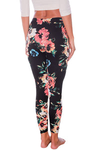 Black Floral Stretchy Leggings