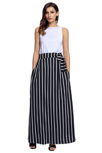 Black Striped Maxi Skirt