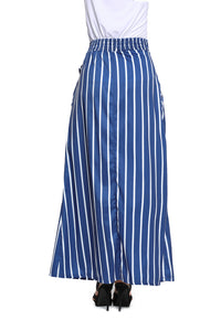 Dark Blue Striped Maxi Skirt