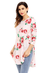 Pink Babydoll Floral Tunic Top