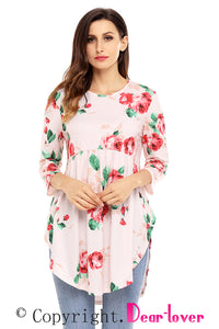 Pink Babydoll Floral Tunic Top