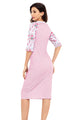 Pink White Stripe Floral Sleeve Midi Dress