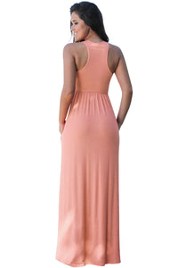 Pink Racerback Maxi Dress with Pockets