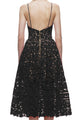 Black Lace Hollow Out Nude Illusion Party Dress