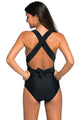 Black Self Tie One Piece Swimsuit