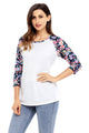 Floral Print Raglan Sleeve White Top