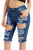 Blue Destroyed Frayed Hem Pocket Bermuda Denim Shorts