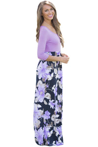 Purple Floral Boho Holiday Maxi Dress