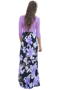 Purple Floral Boho Holiday Maxi Dress