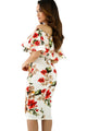Floral Layered Ruffle Off Shoulder Midi Dress