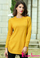 Yellow Stylish Round Neck Knitted Sweater Dress