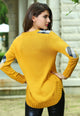 Yellow Stylish Round Neck Knitted Sweater Dress